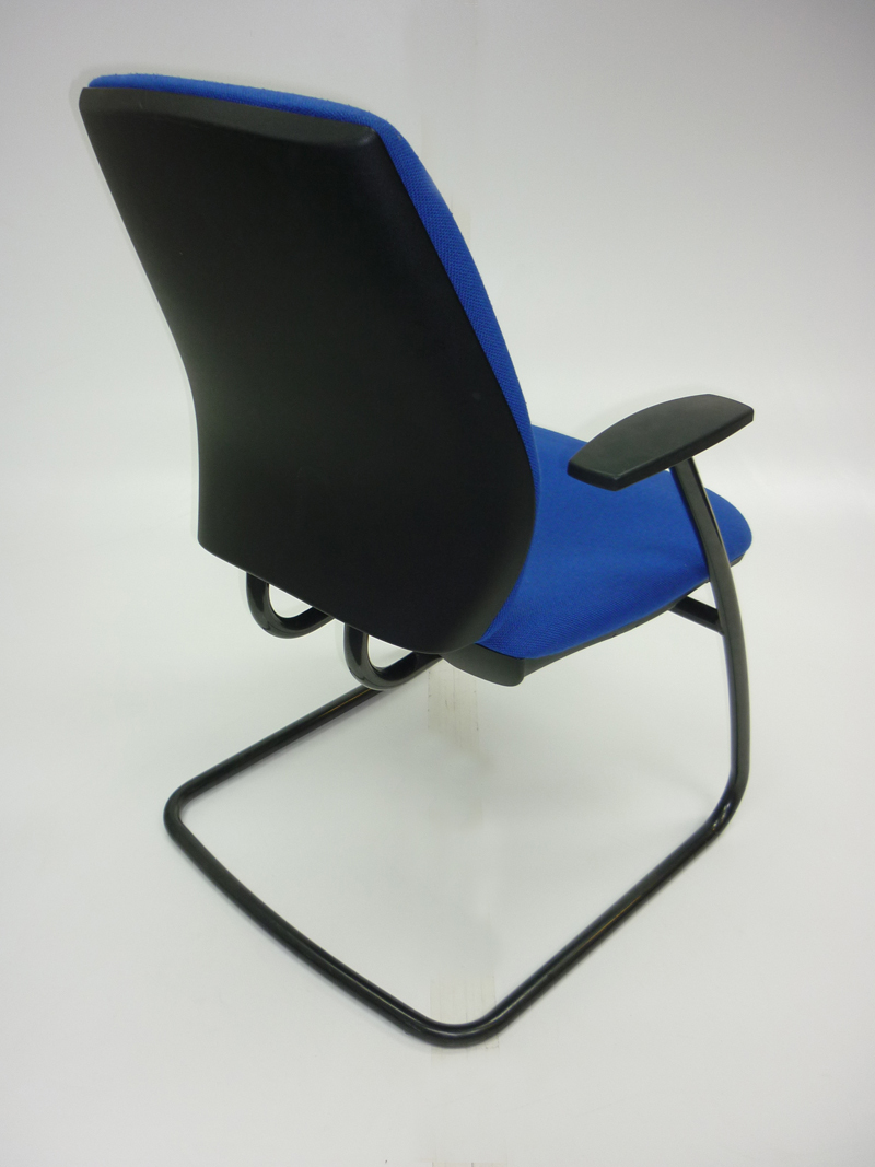 Blue cantilever chairs with arms