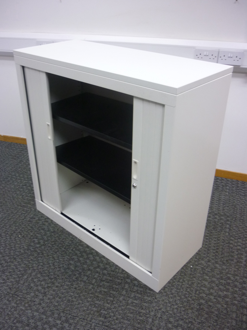 1020mm high white tambour steel cupboards