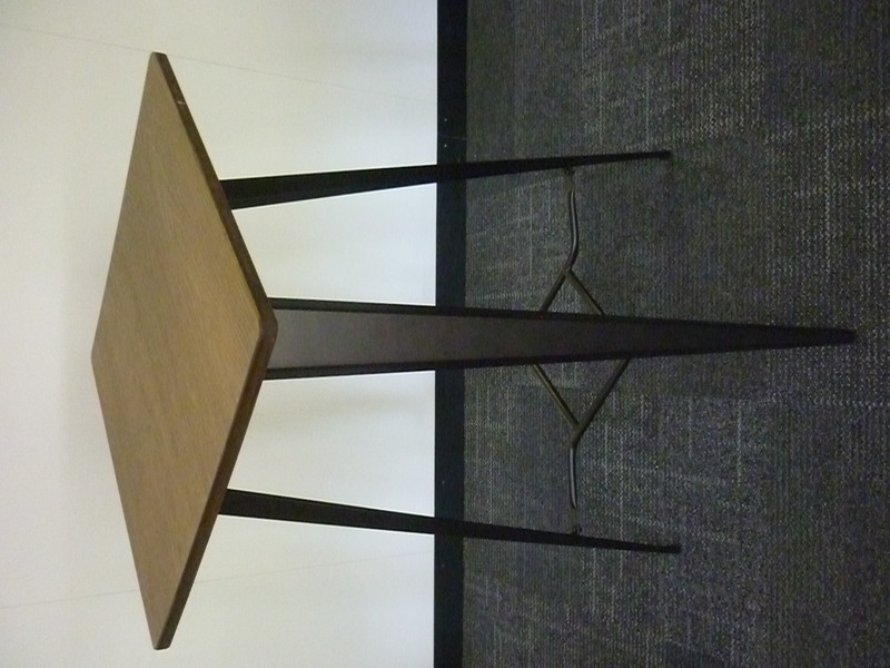Tolix style Oak poseur table and stool set