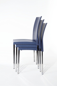 Navy blue stacking plastic canteen chairs