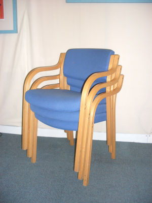 Blue stacking armchairs