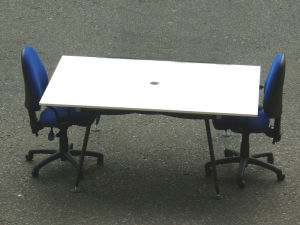 White Herman Miller Abak bench desks