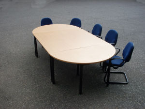 Set of four Harley light oak folding tables