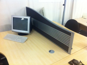 Black aluminium desk mounted wave screens From