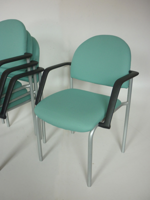 Aqua green 4 leg meeting chairs with arms