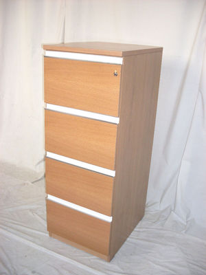 Light oak wooden 4 drawer filing cabinet