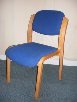 Royal blue wooden stacking chairs