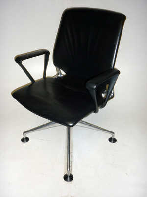 Vitra classic black leather swivel meeting chair 