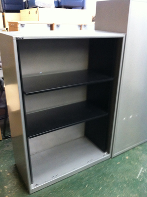 Triumph 1380mm high silver open front cupboard