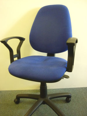 Blue operator chairs with arms