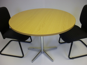 Light oak circular meeting table