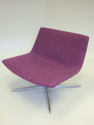 Purple fabric reception chairs by Arper of Italy