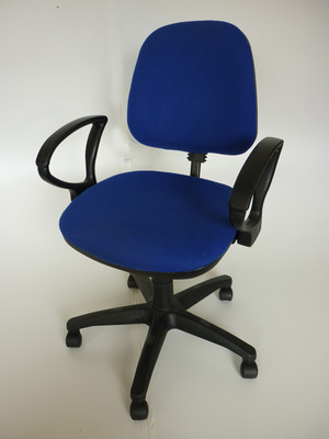 Blue fabric mid back operator chairs