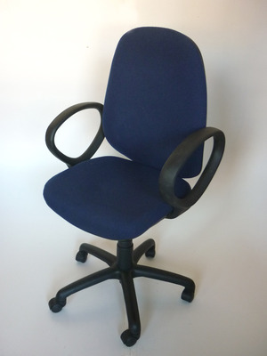 High back blue task chair with loop arm