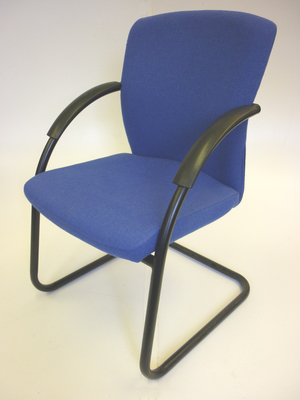 Blue fabric cantilever meeting chairs