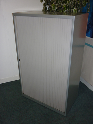 Bisley 1300mm high silver side tambour cupboards