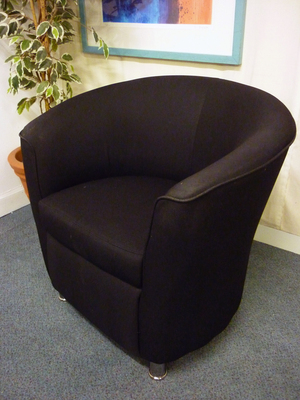Black fabric tub chairs