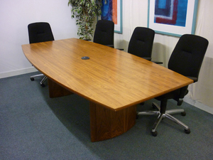 2400 x 1200900mm barrel shaped walnut boardroom table