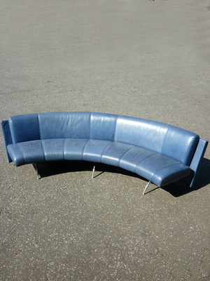 Blue leather 90 degree sofas