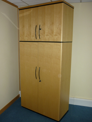 Steelcase maple veneer 2130mm high double door cupboards