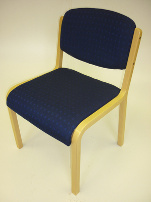 Blue patterned fabric wood frame chairs