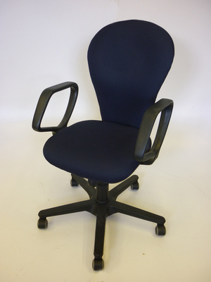 Dark blue operator chairs with arms