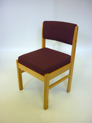 Burgundy fabric wooden frame meeting chairs