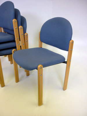 Light blue wood frame stacking chairs