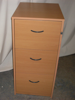 Beech 3 drawer filing cabinet