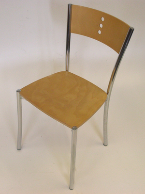 Beech plywood chrome bistro chair