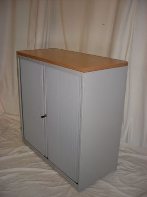 silver side opening tambour unit with beech top