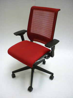 Steelcase Think red fabric  mesh task chairs