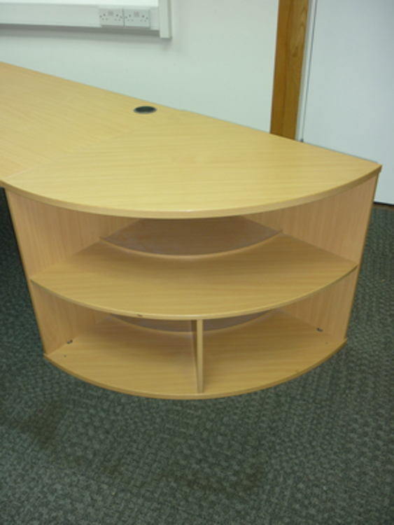 Elite beech 800mm radiusquarter circle desk high bookcase