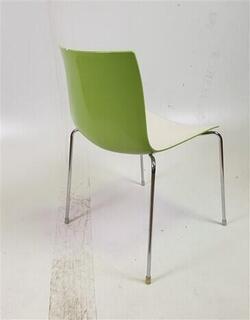 Matte White amp Shiny Green Stackable Chair