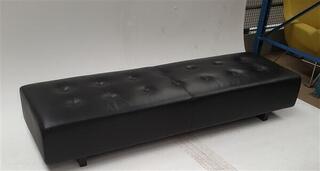 Low black leather bench