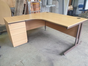 additional images for Oak Corner Desk Complete With Desk High Pedestal
