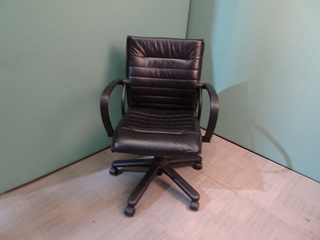 additional images for Faux Leather Black Chair on Castors
