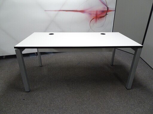 1600w mm Steelcase Freestanding Desk with White Top amp Black Edging