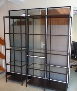 Metal and glass shelving unit