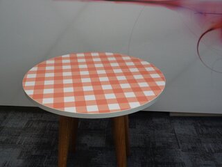 Circular Table with Gingham Top