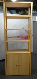 additional images for Solid Wood Shelving Unit with Cupboard in Beech