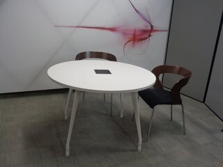 Herman Miller Abak Circular Table with Electric Console