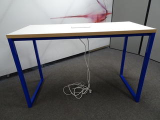 additional images for 1600w mm Tall Breakout Table with White Top and Blue Frame