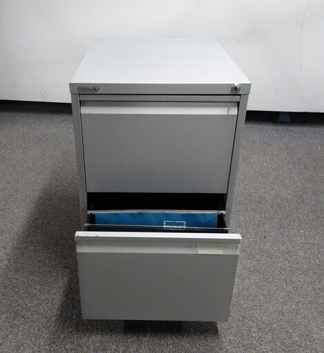 Bisley 2 Drawer Grey Metal Filing Cabinet