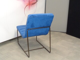 Low Blue Velour Lounge Chair 
