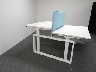 additional images for White Back to Back Electric Desk with Extendable Beam
