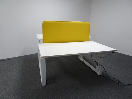White Back to Back Electric Desk with Extendable Beam