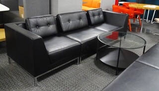 additional images for Allermuir Black Leather Modular 3 Seater Sofa