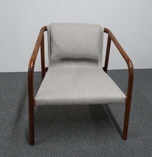 additional images for Armchair with Walnut Frame and Beige Kvadrat Fabric