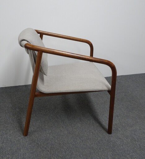 Armchair with Walnut Frame and Beige Kvadrat Fabric